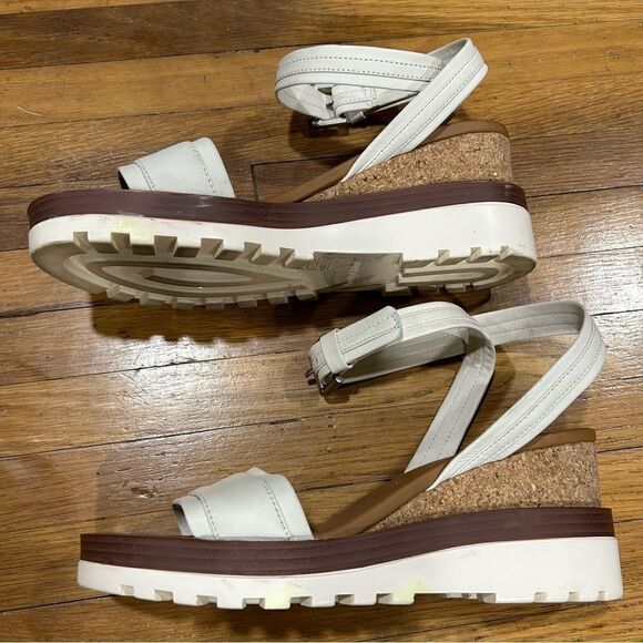 Revolve SEE BY CHLOE White 1" Platform Robin Round Toe Wedge Leather Sandals 39 - Picture 5 of 12
